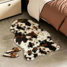 1pc Asymmetrical Faux Cowhide Plush Rug, Nordic Luxury Faux Cowhide Plush Rug, Asymmetric Size, 1-5cm Trimming Error, Decorative Carpet, Bedroom Decor, Small Rug, Carpet, Home Decor, Living Room Carpet, Living Room Small Rug, Bedroom Rug, Living Room Home Decor, Outdoor Rug, Washable Rug, Fleece Rug, Furry Rug, Autumn/Winter Rug, Thick/Plush - Multicolor - View 14