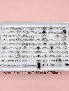 Set Cincin Wanita 20 Buah dengan Berbagai Elemen, Cincin Jari Gaya Campuran Punk Hip-Hop, Aksesori Jari untuk Pesta, Liburan, dan Pemakaian Sehari-hari, Hadiah Perhiasan Fashion, Aneka Pilihan Acak - Cincin punk - View 3