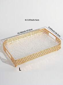Gold Decorative Tableware Tray Set With Clear Tactile Base; Rectangular Metal Storage Tray With Handles And Raised Feet, Suitable For Paper Cups, Desserts, Cupcakes, Coffee, Perfume, Jewelry, Toiletries, Bathroom Countertop, Wedding Party And High-End Home Decor - Multicolor - View 13
