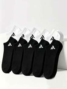 1/5/10/15 Pairs Unisex Minimalist Triangle Logo Solid Color Short Socks, Breathable Sweat-Absorbing Casual Socks, Couple Socks, Suitable For Daily Wear, Sports, Back To School - Multicolor - View 6