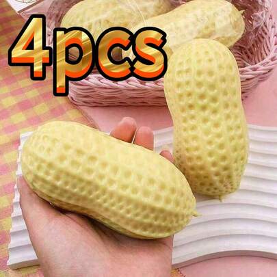 2Pcs Peanut Shaped Silicone Stress Relief Squishy Toy, Slow Rebound Soft Squeeze Fidget Sensory Toy, Creative Simulation Peanut Kneading Decompression Toy, Portable Hand Play Relaxation Gadget For Kids, Teens And Adults, Perfect For Office