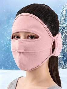 1pc Unisex Wool Winter Face Mask With Fleece Ear Warmers, Windproof Breathable Full Face Cover, Face Lifting Design, Bicycle Motorcycle Skiing Outdoor Sports Cold Protection Mask, Solid Color Winter Accessory - Multicolor - View 9