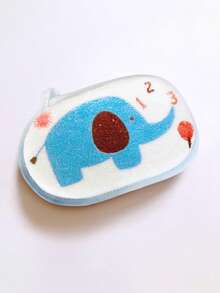 1 pieza Esponja de baño con bolitas para bebé, toalla de baño con dibujos animados para recién nacidos, color aleatorio - Azul - Ver 4