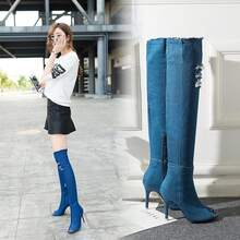 Women Pant Boots - Dark Blue - View 4