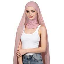 [One-Piece]New Chiffon Scarf & Beanie Set, Solid Color Pearl Chiffon Headscarf, Pull-On Beanie, Sun Protection Headwrap, Daily & Holiday Headwear, Sister Matching Headscarf - Multicolor - View 12