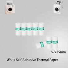 5/10/20 Rolls Mini Printer Paper White Continuous Self-Adhesive Sticker Paper For Portable High-Definition Photo Printer, Suitable For Study Notes, Work, Photos, Images, Memo Mini Printer Paper 57mm - One Size - View 1