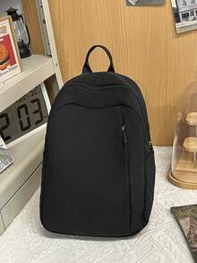 防水皺紋尼龍休閒後背包，全包圍拉鍊主隔層，可放入迷你平板電腦，適合校園、週末雜事與短途旅行 - 彩色 - 查看 4