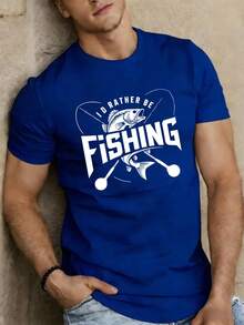 T-shirt athlétique décontracté pour homme, imprimé "Pêche" tendance, manches courtes, adapté aux sports de loisirs en intérieur et en extérieur, haut tendance pour l'été, idéal pour les fêtes, le - couleur - Voir 10