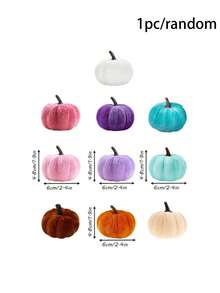 1 Set Velvet Artificial Pumpkin, Pink Faux Velvet Autumn Decor, Suitable For Halloween, Thanksgiving, Autumn Harvest, Home, Wedding, Farmhouse, Tabletop, Christmas Party Decoration, Creative Gift - Pink - View 10