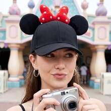Casquette de baseball pour femme Disney 3D à oreilles rondes, nœud à pois, 2 couleurs, visière incurvée, chapeau de soleil, pour extérieur, parc d'attractions, voyage, photo, vacances, fête, style décontracté polyvalent, mode douce rétro, chapeau de style décontracté polyvalent pour adulte - casquette de baseball - Voir 11