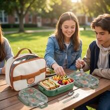 304 Stainless Steel Lunch Box With Compartments,Divided Bento Box, Leak-Proof Lunch Container, Portable Fruit Salad Food Storage Container,Dishwasher & Microwave Allowable,Suitable For Students Adults Use In School, Office, Picnic,Back To School - Multicolor - View 9