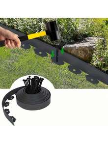 Easy-To-Install PE Plastic Garden Edging Kit With Strong Anchors - Lawn Border For Landscape And Lawn Separation - A - View 1