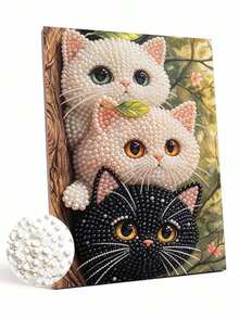 New Pearl Painting Pearl Inlaid Kitten Crafts Theme Frameless Diy Handmade Sticky Diamond Creative Canvas Art Painting, Suitable For Bedroom Decoration, Living Room Hanging Paintings, Artwork, Suitable For Holiday Gifts - A - View 9