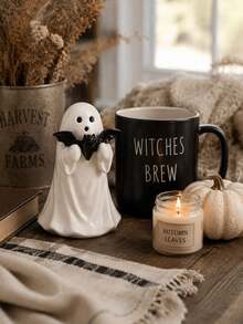 1pc Soft Bat Ghost Sculpture, Gothic Horror Decor, Dark Academia Style Mini Figurine, Suitable For Bookshelf, Desk, Indoor Home Halloween Decoration - Multicolor - View 6