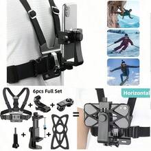 6pcs/Set Sports Camera Chest Strap Mount, Strap Fixer, And Quick Release Mounting Plate - Multicolor - View 1