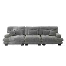 3 Seat Modular Sofa Bed Frame Grey Chenille - 灰色三座 - 查看 4