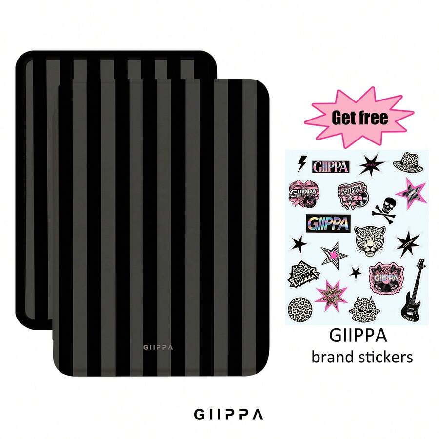 GIIPPA 1pc Black Striped Kindle Case With Hand Strap, Perfect Valentine's/Christmas Gift For Book Lovers, Auto Wake/Sleep Protective E-Reader Cover Compatible With Kindle Paperwhite 5/6/7/10/11/12 Gen, Kindle Colorsoft 1st Gen, Basic Kindle 8/10/11 Gen All Kids & Signature Editions, - Multicolor 7 - View 1