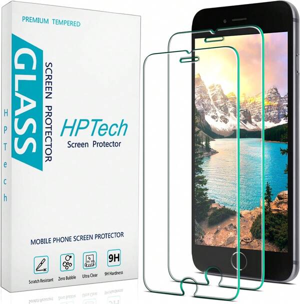 HPTech (2 Pack) Tempered Glass For  SE 2020,  8,  7,  6S,  6 4.7-Inch Screen Protector, Case Friendly, Easy To Install