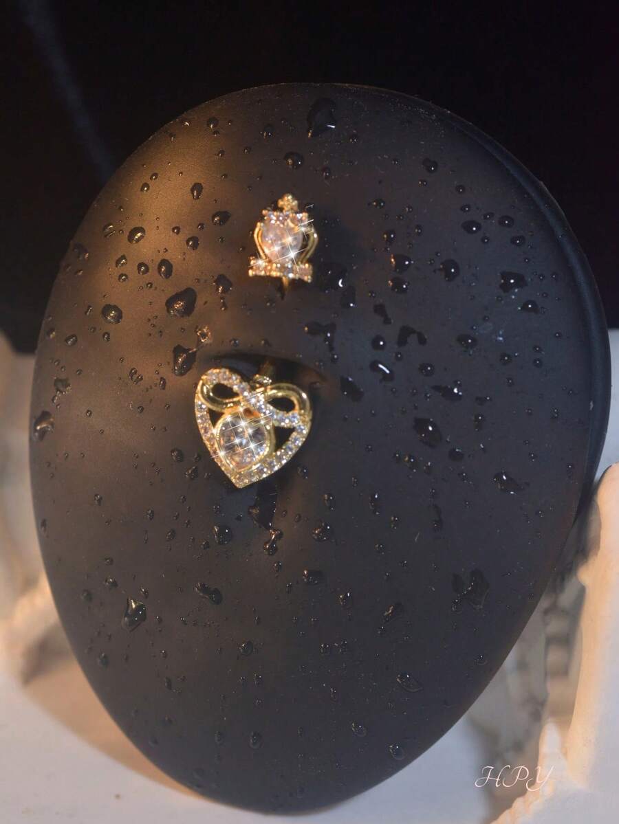 1pc Princess Style Stainless Steel Crown Heart Bow Inlaid Zirconia Dangle Belly Button Rings Belly Piercing Jewelry For Women Daily Wear Party Beach - Multicolor - View 1