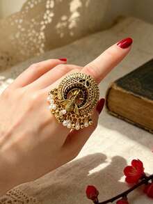 1pc Vintage Middle Eastern Style Elegant Vacation Travel Souvenir Ring For Women Daily Wear - Black - View 23