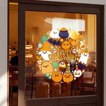 1pc 17.72"X17.72" Halloween Window And Door Sticker, PVC Material, Static Adhesion, Includes Christmas Pumpkin, Ghost, Bat, Spider Web Combination Patterns, Suitable For Halloween Party Decoration - Halloween - View 2