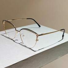 1 pièce Lunettes de mode polyvalentes pour femmes, multifonctionnelles, à strass bicolores, en métal, style œil de chat, changeant de couleur, pour intérieur/extérieur - Or violet/Verres photochromiques - Voir 3