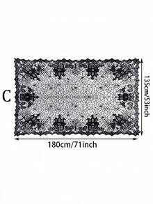 Halloween Tablecloth, Spider Web Lace Tablecloth, Black Lace Gothic Halloween Decor, Spider Web Tablecloth Black Tablecloth, Rectangular Halloween Tablecloth, Suitable For Party Gothic Horror Home Decor - Black - View 12