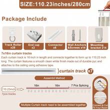 4-In-1 Adhesive + Drill-Free Curtain Track System - Ceiling/Wall Mount, Adjustable Length, Easy Installation For Bathrooms, Windows, Bathrooms, Room Dividers, Cabinets & More - Self-adhesive and Drillable Installation Upgrade Version - View 17