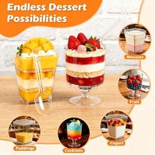430 Pack 5 Ounce Clear Disposable Dessert Cups With Lids And Spoons Parfait Cups, Shooter Cups, Square Appetizer Cups, For Ice Cream Yogurt Pudding - Multicolor - View 4