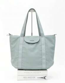 Bolsa de lona impermeável, leve e espaçosa, em estilo japonês (BY9012) | Um item versátil e indispensável para ir ao trabalho e fazer compras. - Verde Menta - Visão 2