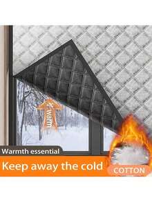 1pc Easy Detachable Hook & Loop Self-Adhesive Padded Window Door Curtain, Summer Heat Insulation UV Protection Blackout Sunshade For Bedroom Living Room, Winter Warmth Soundproof Thermal Curtain, Multiple Sizes Available - Silver Thermal Curtain - View 9