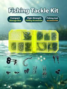 GOTURE 1 Set Folding Small Box Fishing Gear Accessories Kit - Carbon Steel + PVC Material, Glow-In-The-Dark Black & Yellow Color, Portable Storage Box, Suitable For Lakes And Rivers - Universal Curved Mouth Lure Design, Suitable For Bass/Black Bass - Multicolor - View 1