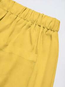 Women's Scrub Set, Solid Color Dental Hospital Uniform Set, Lab Hospital Pet Care Jogger Pants Set - Mustard Yellow - View 5