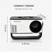 1080P Mini Portable Projector, Multi-Functional Home Entertainment Cinema, Daily Use - Black and White - USB Version - View 5