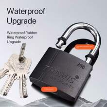 1pc Heavy Duty Metal Padlock With 3 Keys - Indoor/Outdoor Universal Weatherproof Security Lock | Rust-Proof Copper Core - Dust Cover Steel Chain - Suitable For Main Gate/Shed/Storage Unit/Iron Cage And Other Single Lock Set - Black - View 7