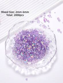 2mm-6mm Mixed Size 2000pcs/Pack Round Flat Back Resin Rhinestones, Transparent Candy Color AB Glitter Gems, Diamond Stickers, Adhesive Beads, Suitable For Clothes, Bags, Shoes, Mugs, Bottles, Water Cups, Phones, DIY Accessories - Sapphire Blue 011 - View 16