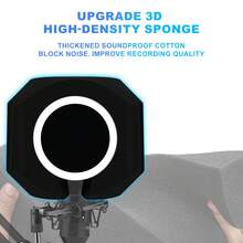 Microphone Windscreen And Pop Filter, Includes Microphone Stand And Phone Holder, Recording Sound Isolation Cover, Large Microphone Spherical Foam Windscreen, Indoor And Outdoor Recording Studio Equipment - Black - View 1
