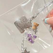 1pc Pendant Charm, Portable Decorative Accessory, Suitable For Keys, Backpacks, Bags, Cars, Indoor, Daily Matching - Clear - View 4