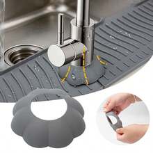 Faucet Splash Guard, High Elasticity Silicone Ring, Waterproof Design (Suitable For Pool, Kitchen Sink), Narrow Faucet Drip Pad - Multicolor - View 2