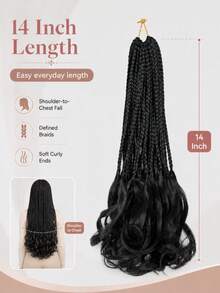 French Curl Crochet Braids, Pre-Looped French Curly Box Braids With Soft Curly Ends, Black Synthetic Braiding Hair Extensions For Women, Lightweight Easy-Install Boho Goddess Crochet Hair, Halloween - Multicolor - View 5