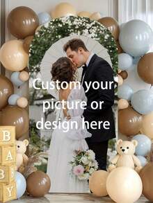Customized Wedding Arch Fabric Decor Cover, Personalized Photo/Name/Date/Text, Polyester Double-Sided Elastic Backdrop, Party Decoration, Wedding Welcome Sign, Bridal Gift, No Power Required, Suitable For Wedding, Birthday, Party - Multicolor - View 6