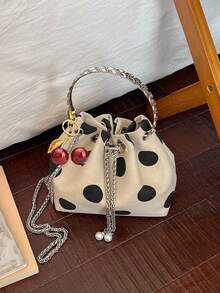 Korean Version Of The Popular Rhombus Raw Edge Shoulder Bag, Versatile Drawstring Bucket Bag For Daily Wear, Suitable For Daily Wear, Dates - Multicolor - View 9