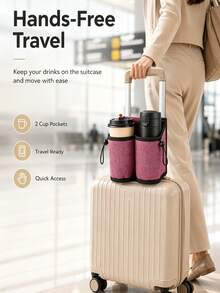 Luggage Handle Water Bottle Holder, Portable Travel Cup Holder, Beverage Cup Bag, Universal Luggage Handle Cup Holder, Travel Cup Holder - Multicolor - View 2