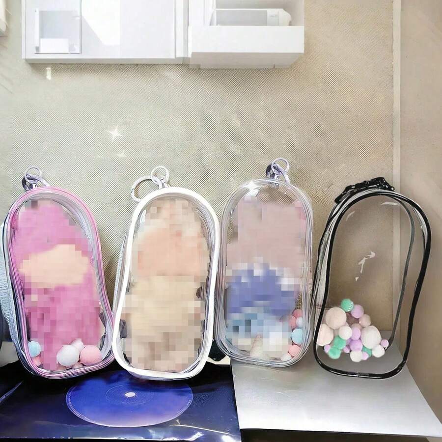 1pc Transparent Doll Storage Bag, PVC Dust-Proof Display Box, Portable Doll Carrying Bag & Backpack Charm, Large Capacity Plush Doll Storage Bag (Doll Not Included) - Multicolor - View 1