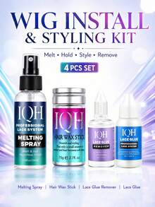 Wig Installation & Styling Kit, Lace Glue, Melting Spray, Hair Wax Stick And Glue Remover Set, Suitable For Lace Front Wigs, Edge Control, Flyaway Smoothing And Daily Wig Care - Wig Styling Kit - View 3