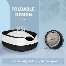 Foldable Cat Litter Tray With Lid, Deodorant, Scoop, Black - T0001-01-1968 - View 6