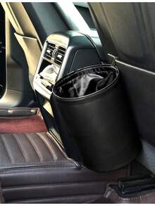 1PC Car Mount Waterproof Trash Bin Compressible Foldable Bucket Mini Hanging Car Mount Garbage Bag PU Leather Adjustable Bucket - Retractable PU Leather Bucket. - View 5