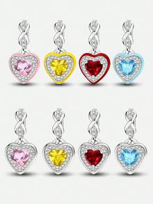 1 pieza Colgante de corazón infinito con cuentas elegante y exquisito, adecuado para hacer pulseras de mujer, accesorios de collar DIY y uso diario como accesorios, también adecuado para que las niñas lo usen. - Plateado - Ver 1