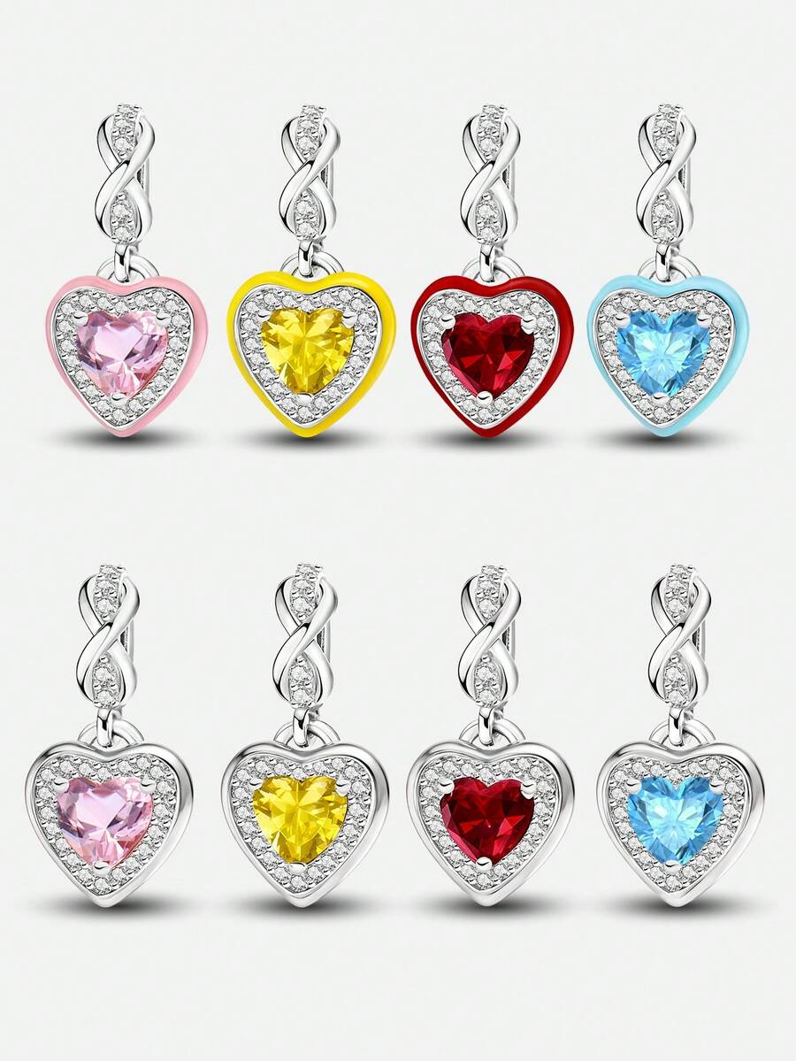 1 pieza Colgante de corazón infinito con cuentas elegante y exquisito, adecuado para hacer pulseras de mujer, accesorios de collar DIY y uso diario como accesorios, también adecuado para que las niñas lo usen. - Plateado - Ver 1