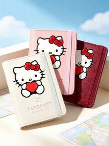 1 pieza Nuevo porta pasaporte de viaje de la serie Sanrio Hello Kitty con estampado, funda de pasaporte con múltiples ranuras y soporte para tarjeta de embarque, accesorio de viaje con diseño de dibujos animados lindo de Pochacco, accesorio de viaje en avión ligero, impermeable y portátil, esencial para vacaciones y viajes de verano - Multicolor - Ver 2